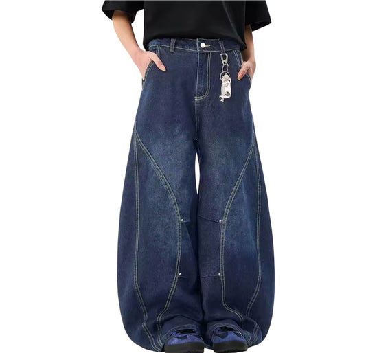 MST Alley 90’s Wide-Leg Baggy Jeans navy Blue