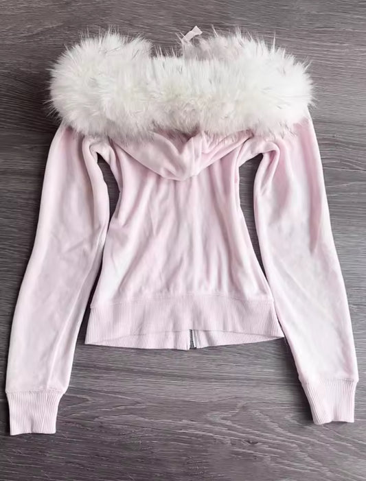 MST Bond Fur Zipper Hoodie Pink