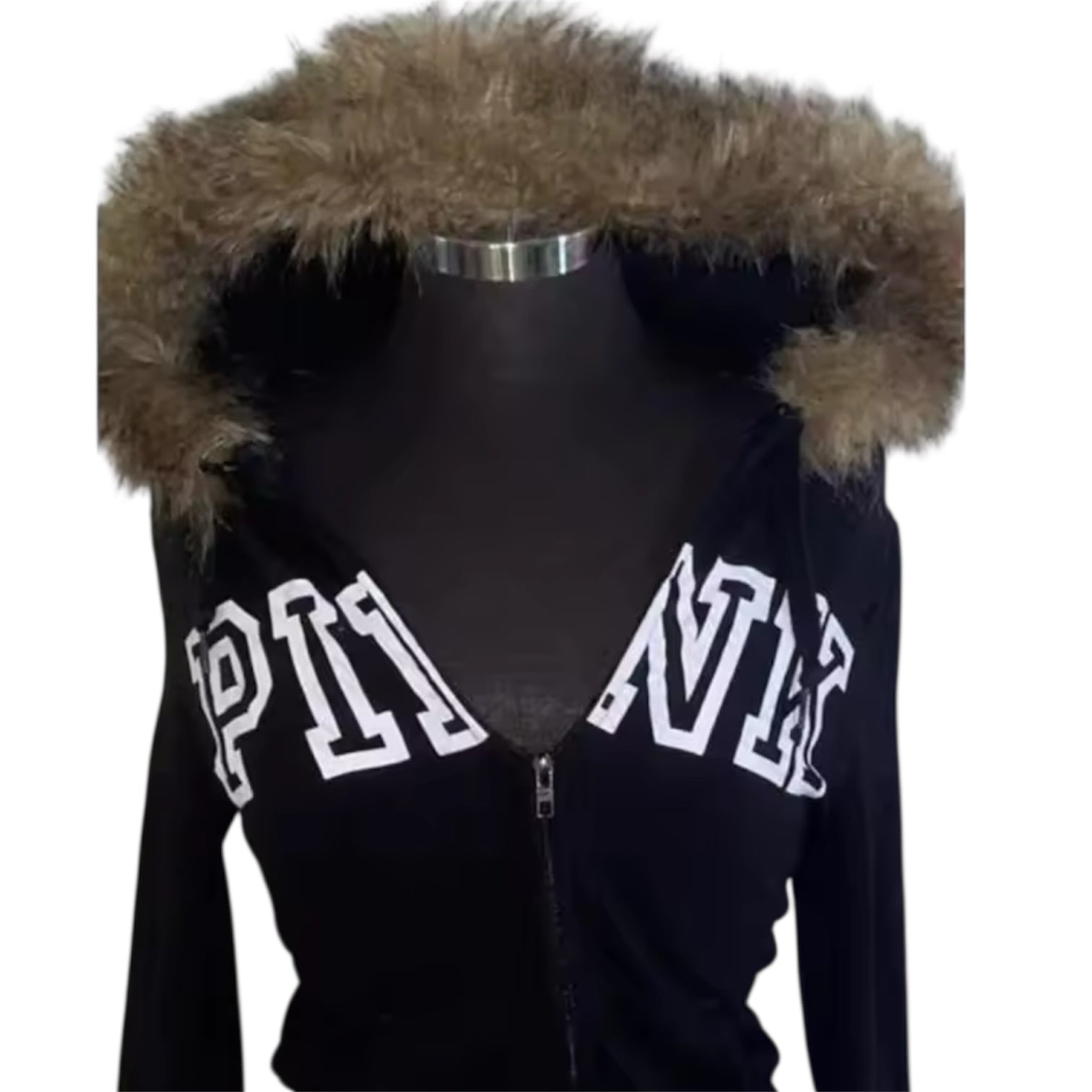 MST Bond Fur Oversized Waist Zipper Hoodie