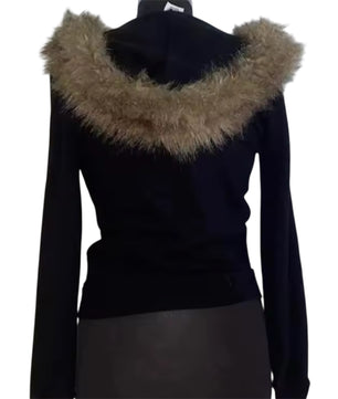 MST Bond Fur Oversized Waist Zipper Hoodie