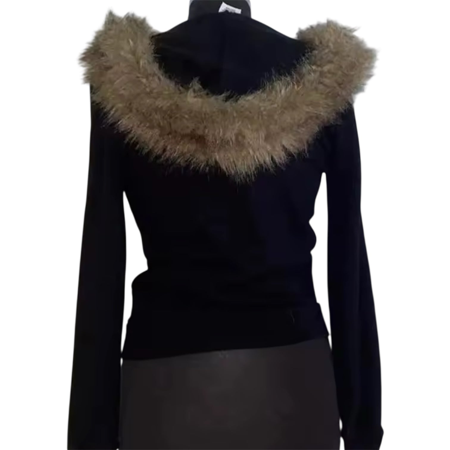 MST Bond Fur Oversized Waist Zipper Hoodie