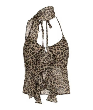 MST Phase 2000s Leopard Print Halter Top