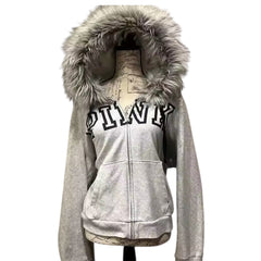 MST Bond Fur Oversized Waist Zipper Hoodie