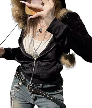 MST Bond Fur waist Zipper Hoodie