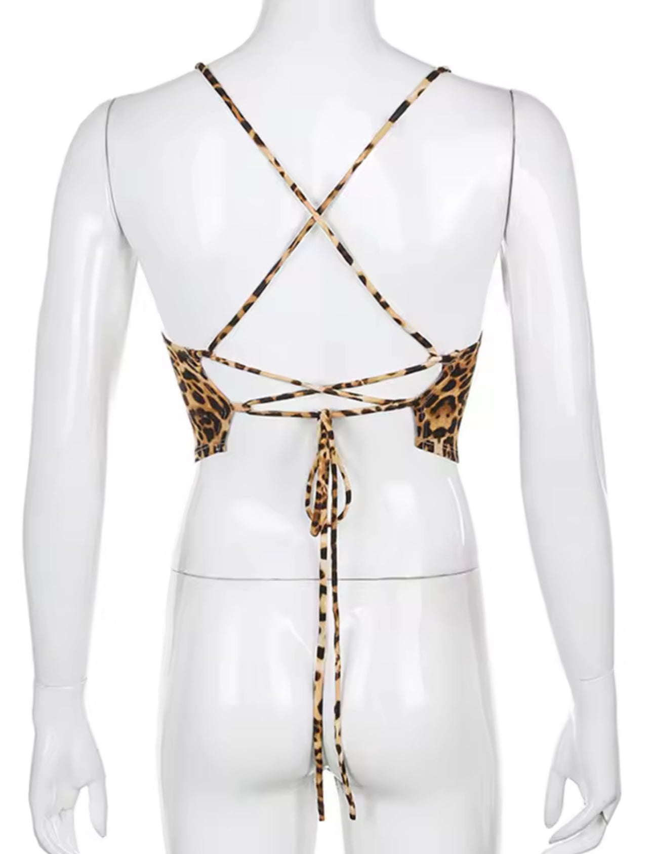 MST Phase 2000s Backless Leopard Print Halter Top