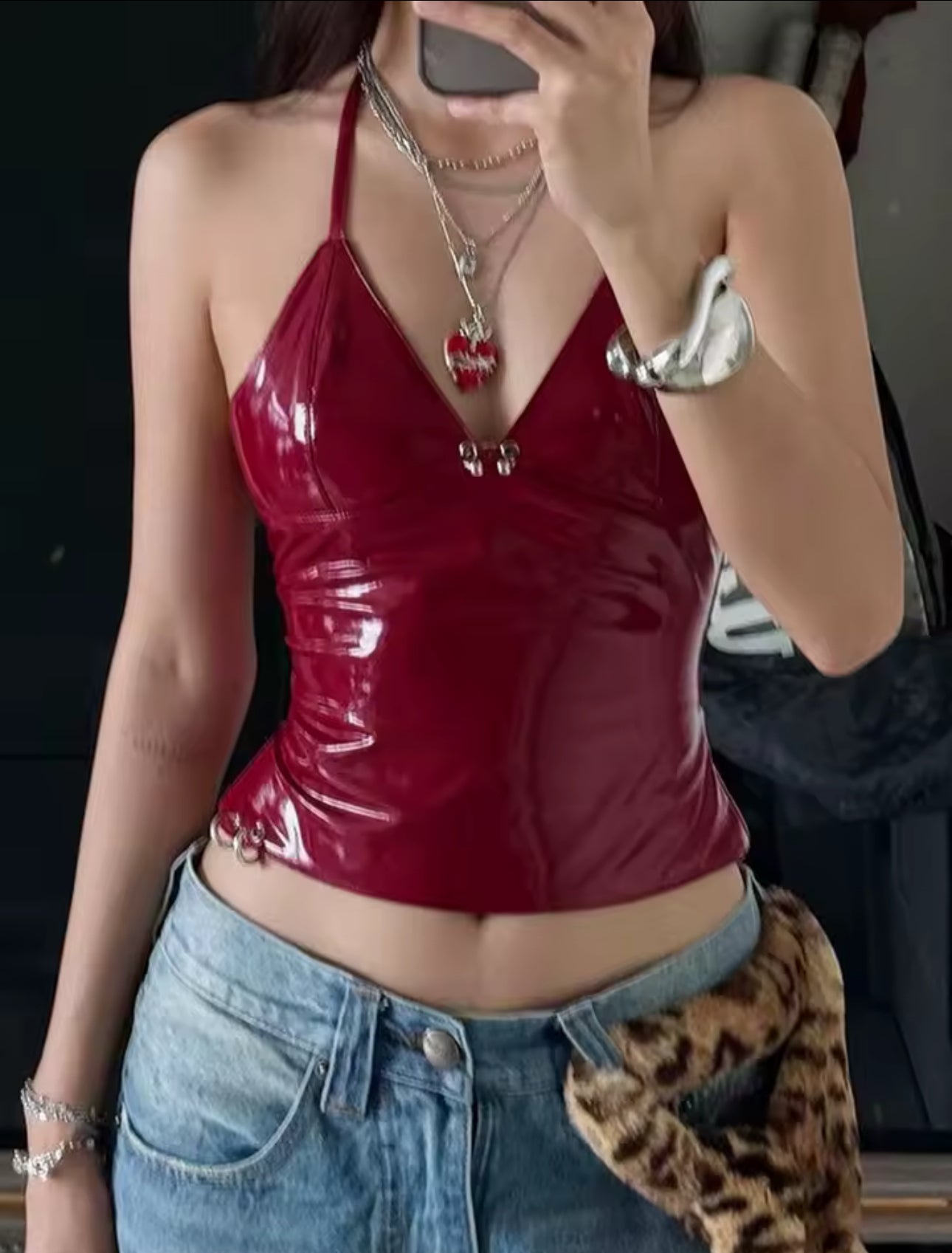 MST Phase 2000s Waist Top Red