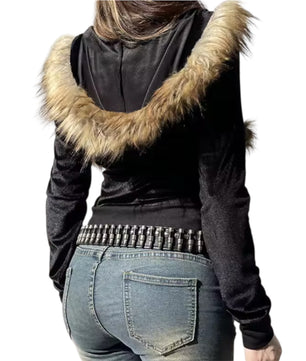 MST Bond Fur waist Zipper Hoodie