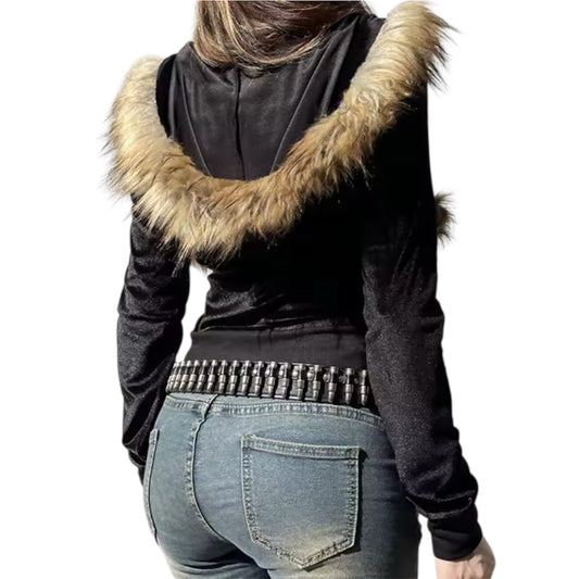 MST Bond Fur waist Zipper Hoodie