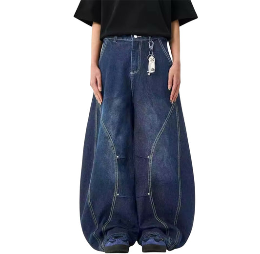 MST Alley 90’s Wide-Leg Baggy Jeans navy Blue