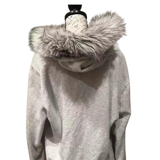 MST Bond Fur Oversized Waist Zipper Hoodie