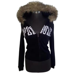 MST Bond Fur Oversized Waist Zipper Hoodie