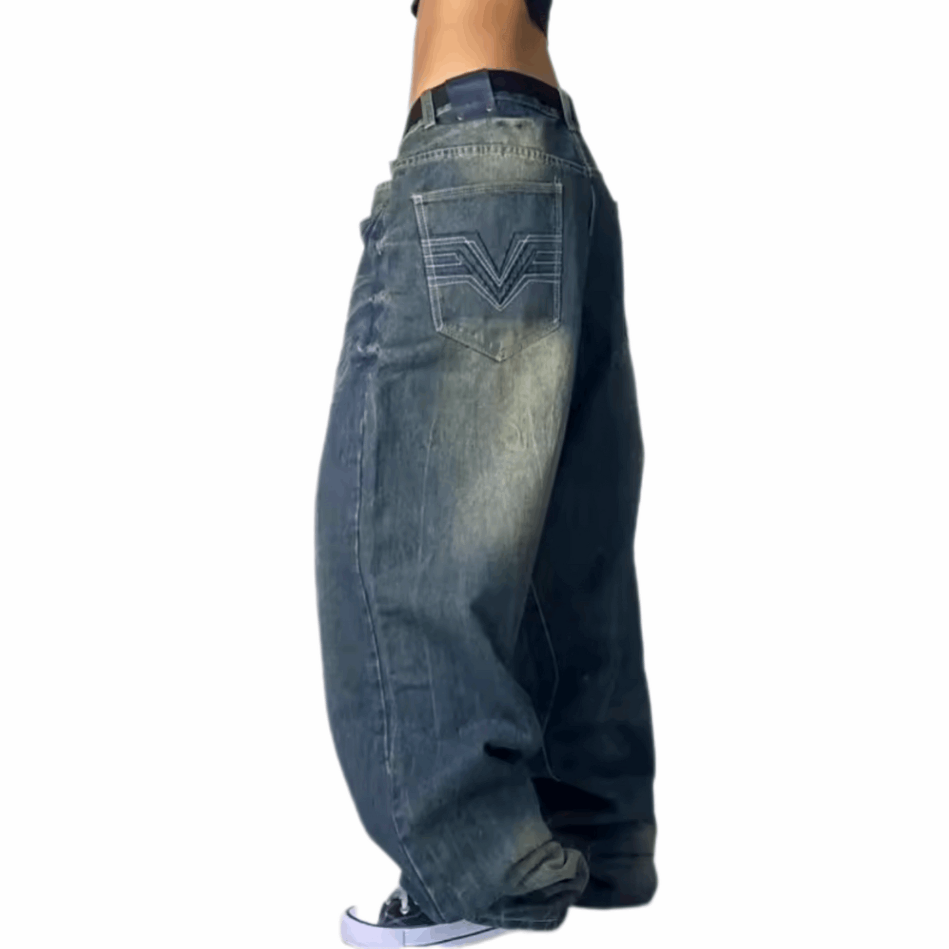 MST Street Era Super Baggy Jeans Washed Blue - Mystyletoday