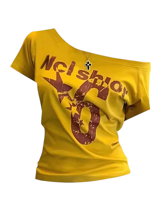 MST Phase 2000s Off-Shoulder waist T-Shirt