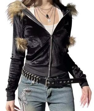 MST Bond Fur waist Zipper Hoodie