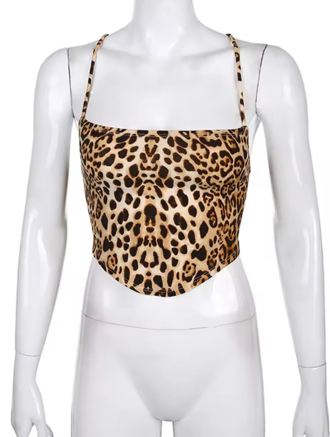 MST Phase 2000s Backless Leopard Print Halter Top
