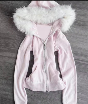MST Bond Fur Zipper Hoodie Pink