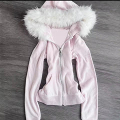MST Bond Fur Zipper Hoodie Pink